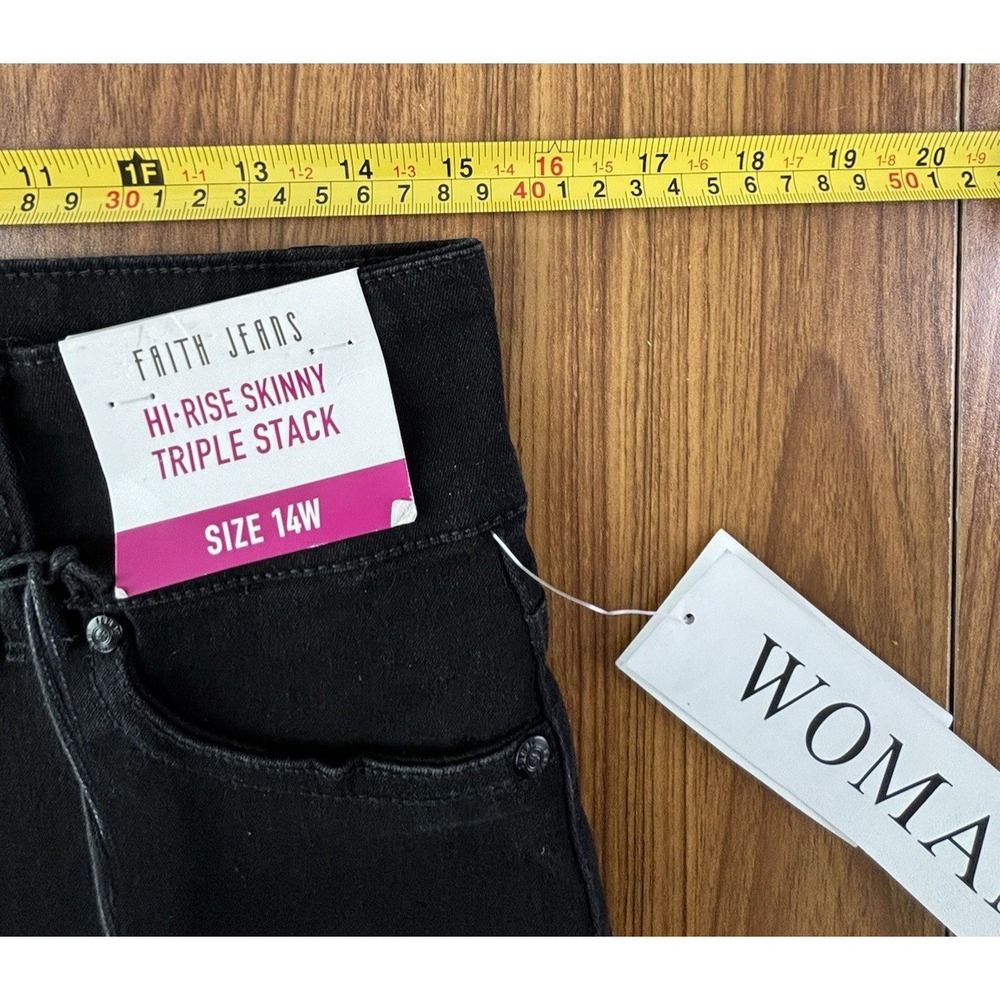 Faith Jeans Women's  Hi Rise Skinny Triple Stack Pants Size 10 Black Stretch - Picture 7 of 8